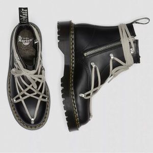 RICK OWENS 1460 BEX LEATHER LACE UP BOOTS, PRE OWNED, US SIZE: MENS 7/ WOMENS 8